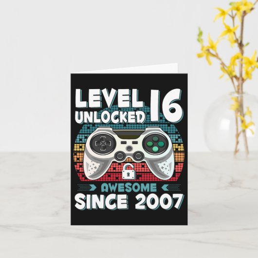 16yr Bday Son Boy Funny Gamer 16th 16 Year Old Bir カード (黄色い花)