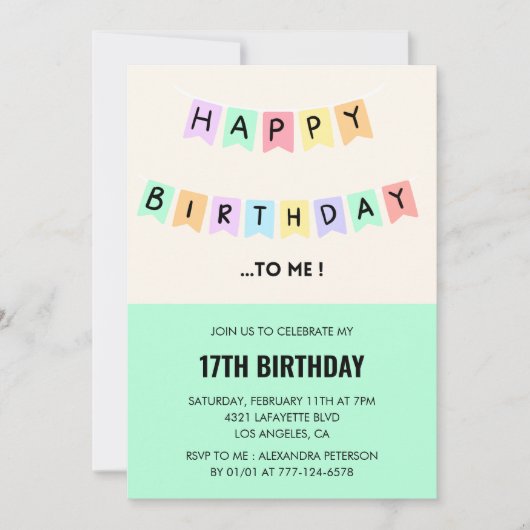 17おもしろい歳の誕生日招待状ハッピーバースデー 招待状 (正面)