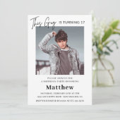 17エレガント歳の誕生日招待状メンズ写真 招待状 (スタンド正面)