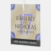 17エレガントth Shells結婚の記念日 ガラスオーナメント (正面左)