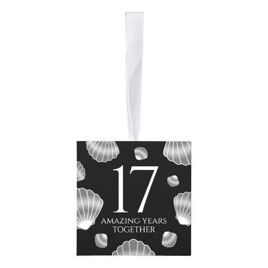 17エレガントth Shells結婚の記念日 キューブオーナメント (右)