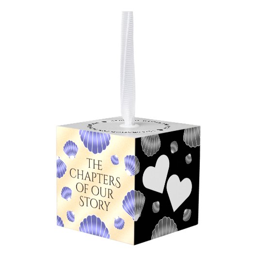 17エレガントth Shells結婚の記念日 キューブオーナメント (裏面アングル)