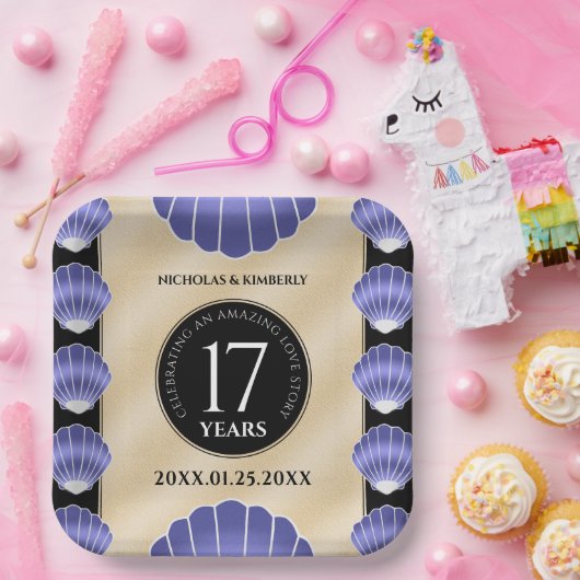 17エレガントth Shells結婚の記念日 ペーパープレート (パーティー)