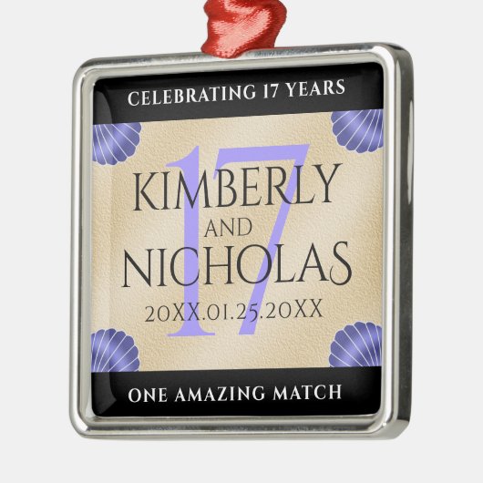 17エレガントth Shells結婚の記念日 メタルオーナメント (左)