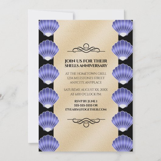17エレガントth Shells結婚の記念日 招待状 (裏面)