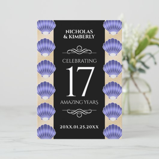 17エレガントth Shells結婚の記念日 招待状 (スタンド正面)