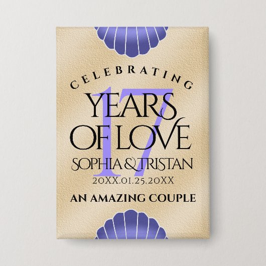 17エレガントth Shells結婚の記念日 缶バッジ (正面)