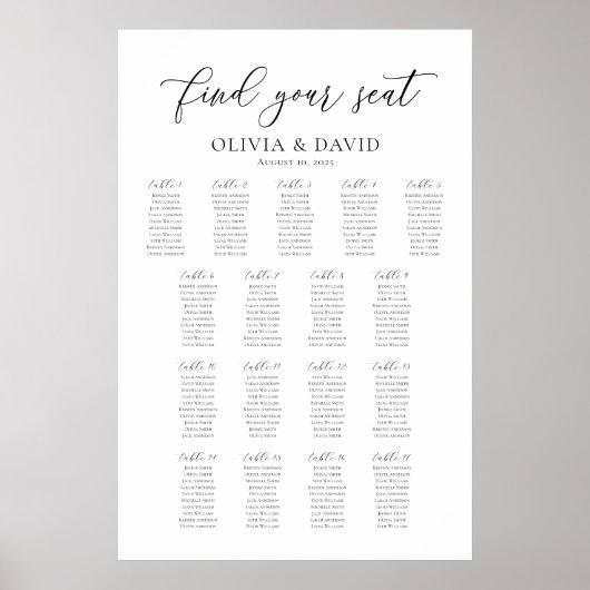 17テーブエレガントルが座席表を見つける ポスター (正面)