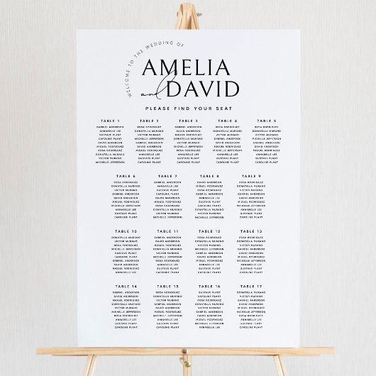 17テーブモダンルウェルカムシーティングチャート ポスター