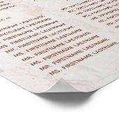 17テーブルの結婚シーティングチャート大理石ピンクの蘭 ポスター (角)