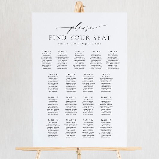 17テーブル席の座席表を見つける ポスター