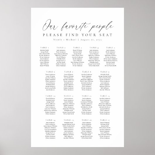 17テーブル私たちお気に入りのの人の座席表 ポスター (正面)