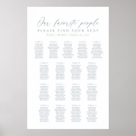 17テーブル私たちお気に入りのの人の座席表 ポスター (正面)