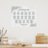 17テーブル結婚シーティングチャートラベンダーユーカリ ポスター (キッチン)