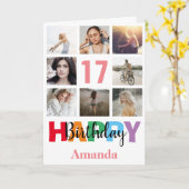 17ハッピーバースデーフォトコラージュピモダンンク カード (黄色い花)