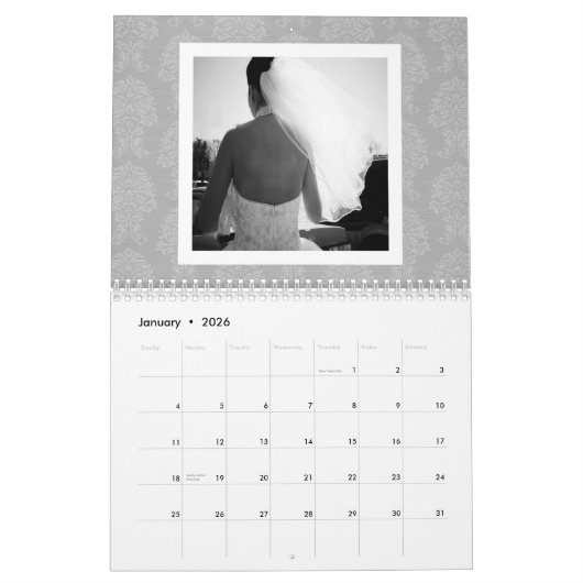 17フォトコラージュとダマスクパターン カレンダー (1月 2026)