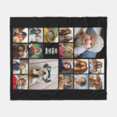 17フォトコラージュと文字 – ブラック編集可能 フリースブランケット (正面(横))