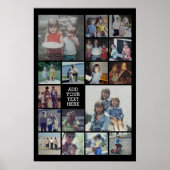 17フォトコラージュと文字 – ブラック編集可能 ポスター (正面)