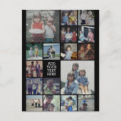 17フォトコラージュと文字 – ブラック編集可能 ポストカード (正面)