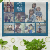 17フォトコラージュと文字 – 青を編集可能 キッチンタオル (折り畳み)