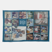 17フォトコラージュと文字 – 青を編集可能 キッチンタオル (横)