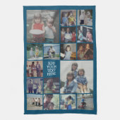 17フォトコラージュと文字 – 青を編集可能 キッチンタオル (縦)