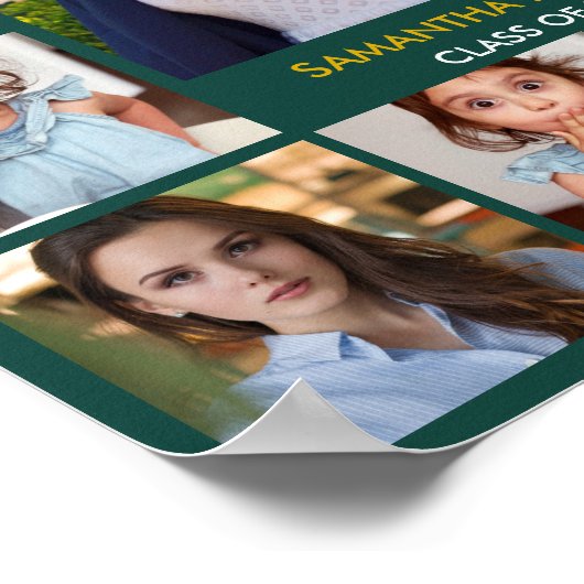 17フォトコラージュテンプレートおめでとうグラード20XX緑 ポスター (角)