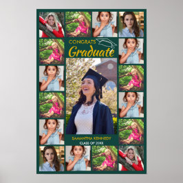17フォトコラージュテンプレートおめでとうグラード20XX緑 ポスター