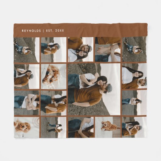 17フォトモダンコラージュ編集可能カラー フリースブランケット (正面(横))
