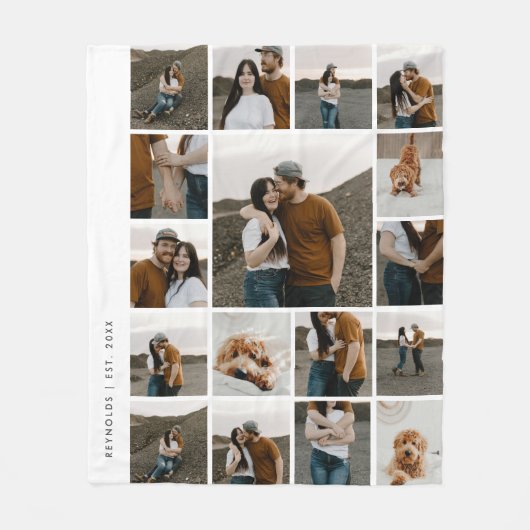 17フォトモダンコラージュ編集可能カラー フリースブランケット (正面)