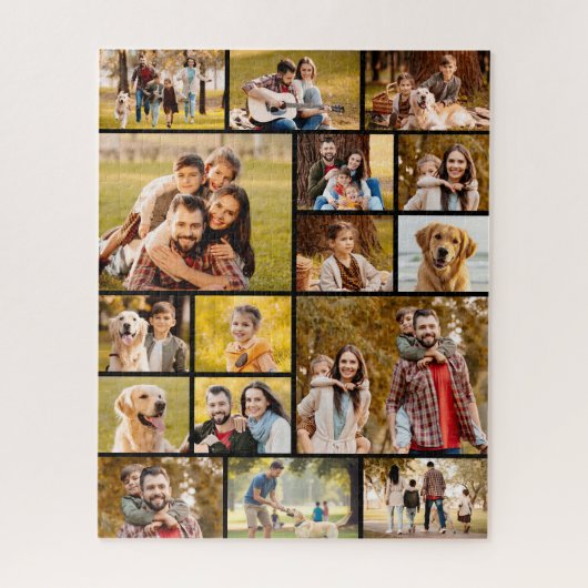 17フォトユニークコラージュシンプルブラック ジグソーパズル (縦)