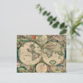 17世紀な世界地図 ポストカード (スタンド正面)