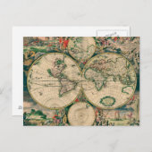 17世紀な世界地図 ポストカード (正面/裏面)