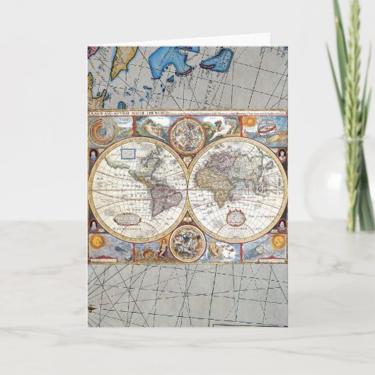 17世紀な二重半球の世界地図 カード (正面)