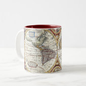 17世紀な二重半球の世界地図 ツートーンマグカップ (正面左)