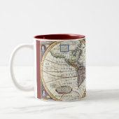 17世紀な二重半球の世界地図 ツートーンマグカップ (左)