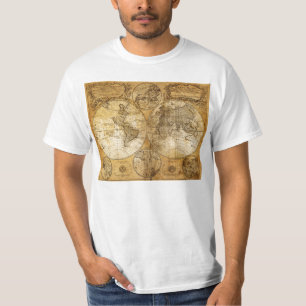 17世紀な旧世界の地図のTシャツ Tシャツ