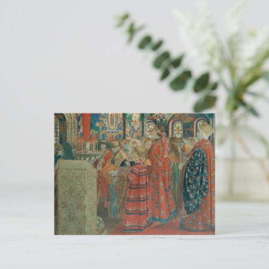 17世紀のロシアの教会の女性 ポストカード (スタンド正面)