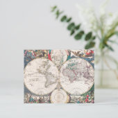 17世紀の世界地図（両半球図） ポストカード (スタンド正面)