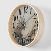 17世紀の井戸のフリゲート 壁時計 (傾斜)