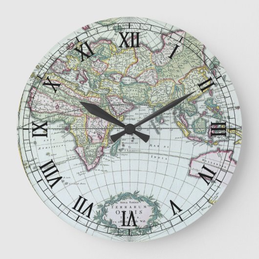 17世紀の古地図 フレデリック・デ・ウィット ラージ壁時計 (正面)