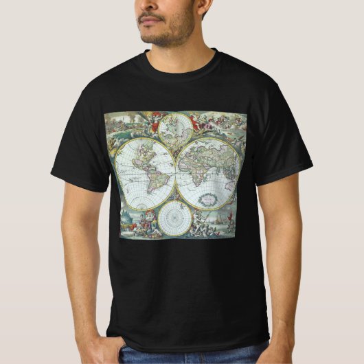 17世紀の古地図 フレデリック・デ・ウィット Tシャツ (正面)