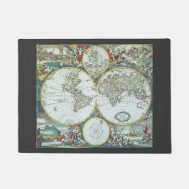17世紀の古地図 世界地図、フリードリヒ・デ・ウィット ドアマット