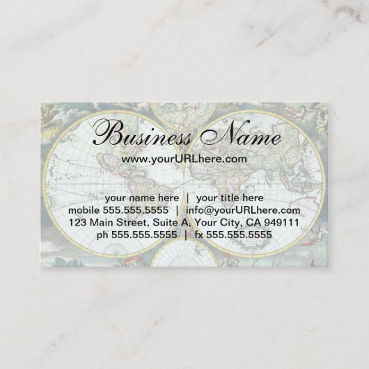 17世紀の古地図 世界地図、フリードリヒ・デ・ウィット 名刺 (正面)