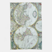 17世紀の古地図 世界地図、フリードリヒ・ド・ウィット キッチンタオル (縦)
