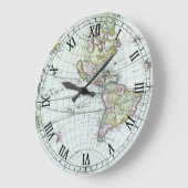 17世紀の古地図 世界地図、フリードリヒ・ド・ウィット ラージ壁時計 (傾斜)
