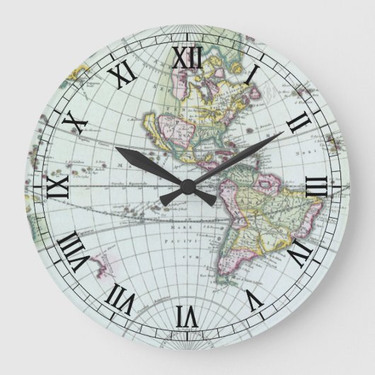 17世紀の古地図 世界地図、フリードリヒ・ド・ウィット ラージ壁時計 (正面)