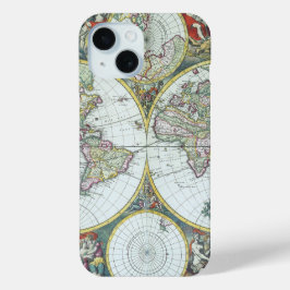 17世紀の古地図 世界地図、フリードリヒ・ド・ウィット iPhone 15ケース