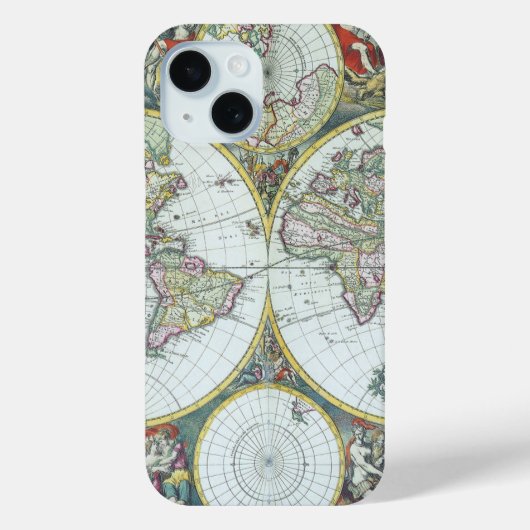 17世紀の古地図 世界地図、フリードリヒ・ド・ウィット Case-Mate iPhoneケース (裏面)