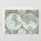 17世紀の古地図 世界地図、フレデリック・デ・ウィット 招待状 (正面)